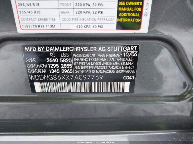 2007 MERCEDES-BENZ S 550 WDDNG86XX7A097769 Photo 8