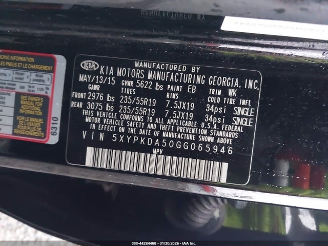 5XYPKDA50GG065946 KIA Sorento 3.3l Sxl