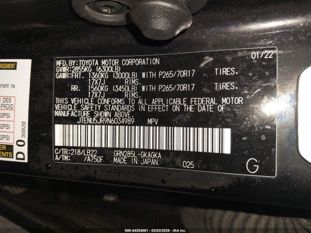 2022 TOYOTA 4RUNNER JTENU5JR9N6034989 Photo 8