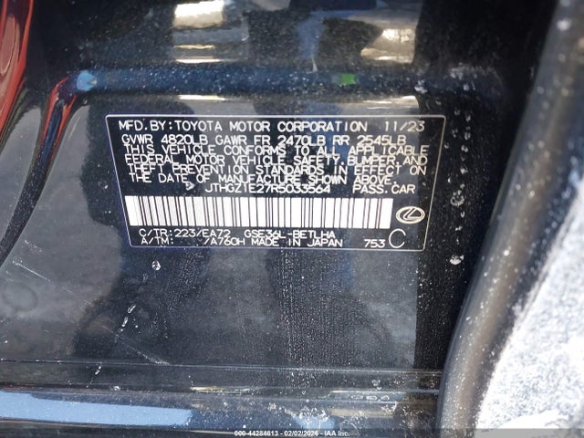 44284613 :رقم المزاد ، JTHGZ1E27R5033564 vin ، 2024 Lexus Is 350 F Sport مزاد بيع