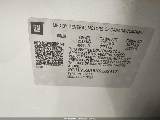 Chevrolet IMPALA LS 2019 2G11Y5SA5K9162417 Image 9