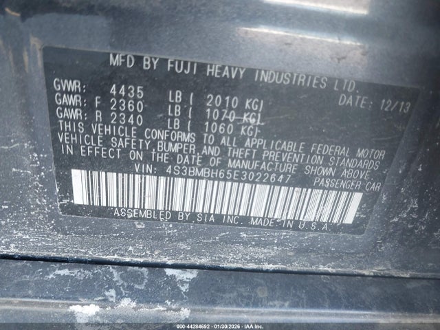 4S3BMBH65E3022647 Subaru Legacy 2.5 I Sport