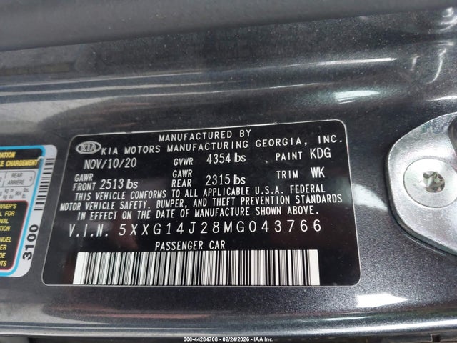 5XXG14J28MG043766 KIA K5 LXS