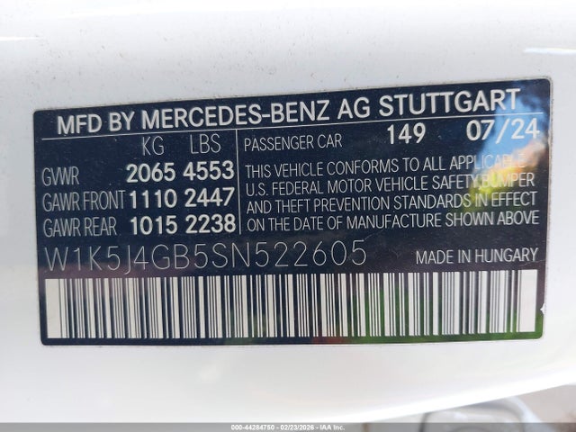 Продажа на аукционе авто 2025 Mercedes-benz Cla 250 Coupe, vin: W1K5J4GB5SN522605, номер лота: 44284750
