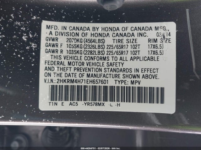 Honda Cr-v Ex-l 2014 2HKRM4H71EH657601 Image 9
