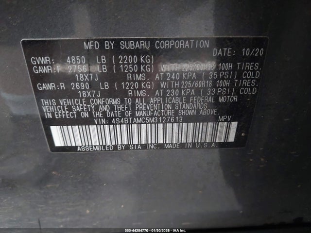 4S4BTAMC5M3127613 Subaru Outback Limited