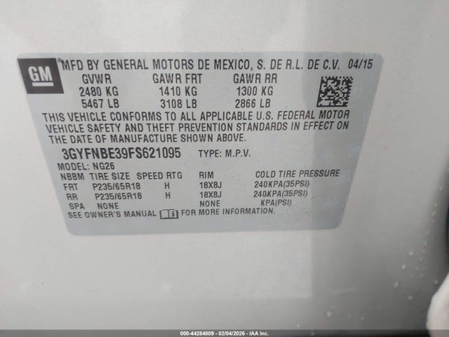 2015 CADILLAC SRX 3GYFNBE39FS621095 Photo 8