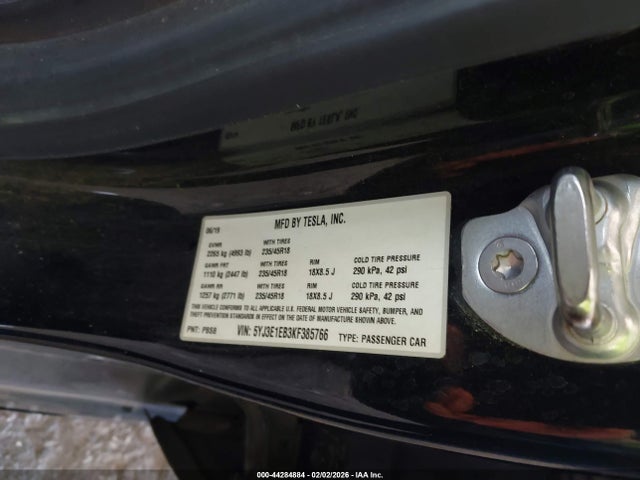 5YJ3E1EB3KF385766 Tesla Model 3 Long Range/performance