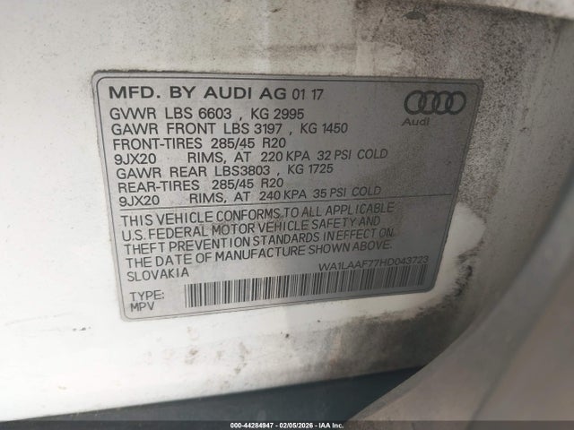 WA1LAAF77HD043723 Audi Q7 3.0t Premium