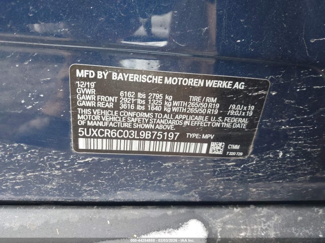 2020 Bmw X5 Xdrive40i მანქანა იყიდება აუქციონზე, vin: 5UXCR6C03L9B75197, აუქციონის ნომერი: 44284988