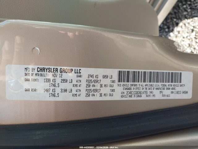 Aukcja sprzedaży 2013 Chrysler Town & Country Touring-l, vin: 2C4RC1CG8DR614755, numer aukcji: 44285001