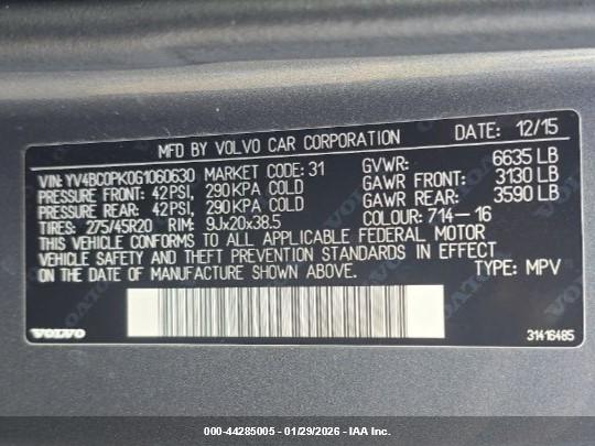 2016 VOLVO XC90 HYBRID YV4BC0PK0G1060630 Photo 8