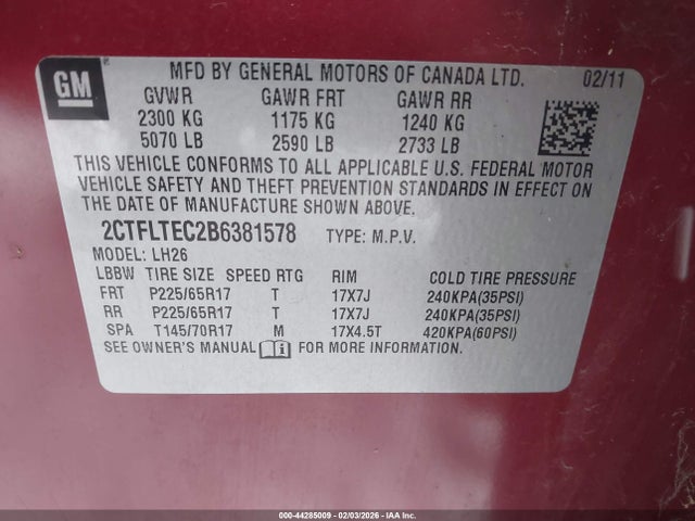 2011 GMC TERRAIN 2CTFLTEC2B6381578 Photo 8