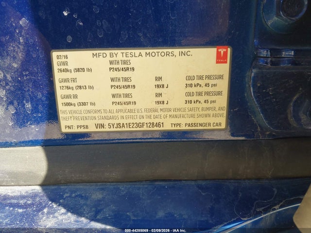 2016 TESLA MODEL S 5YJSA1E23GF128461 Photo 8