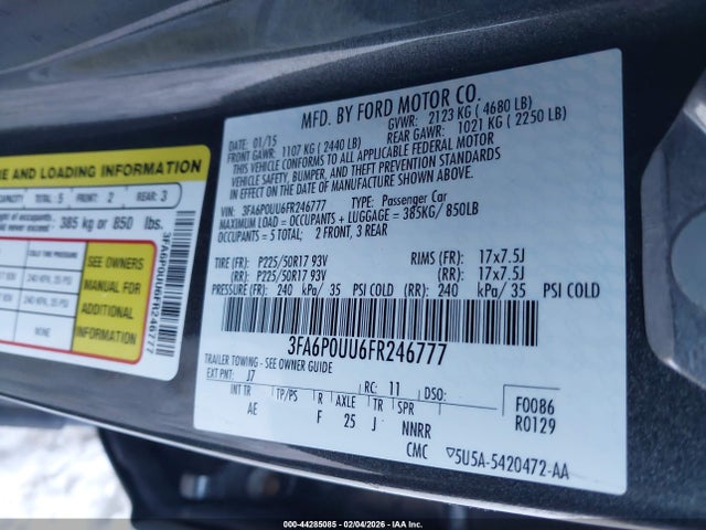 2015 FORD FUSION HYBRID 3FA6P0UU6FR246777 Photo 8