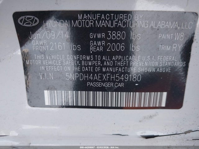 Hyundai ELANTRA SE 2015 5NPDH4AEXFH549180 Image 9