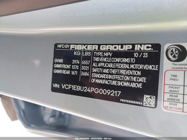 Fisker Ocean Extreme 2023 VCF1EBU24PG009217 Image 9
