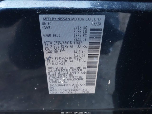 5N1DL0MM4JC528559 Infiniti QX60