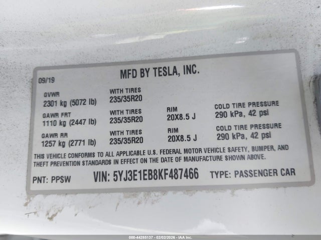2019 TESLA MODEL 3 5YJ3E1EB8KF487466 Photo 8
