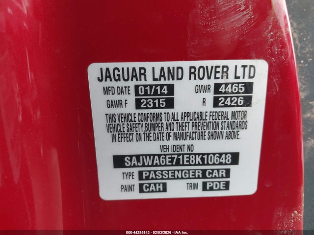 2014 JAGUAR F-TYPE SAJWA6E71E8K10648 Photo 8