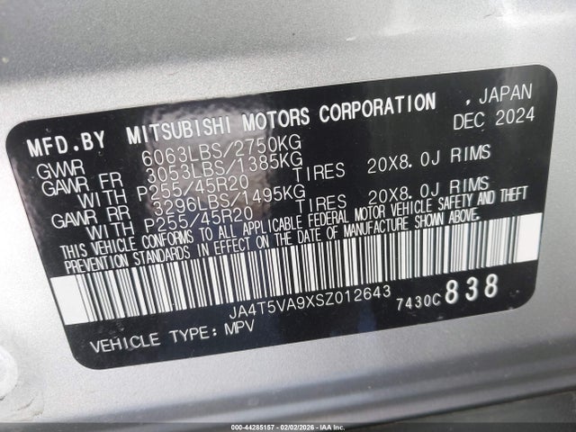 2025 MITSUBISHI OUTLANDER PHEV JA4T5VA9XSZ012643 Photo 8