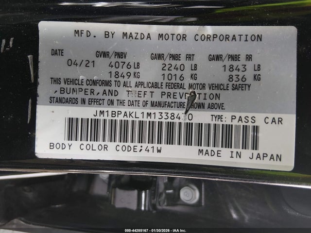 Mazda Mazda3 Select 2021 JM1BPAKL1M1338430 Image 9
