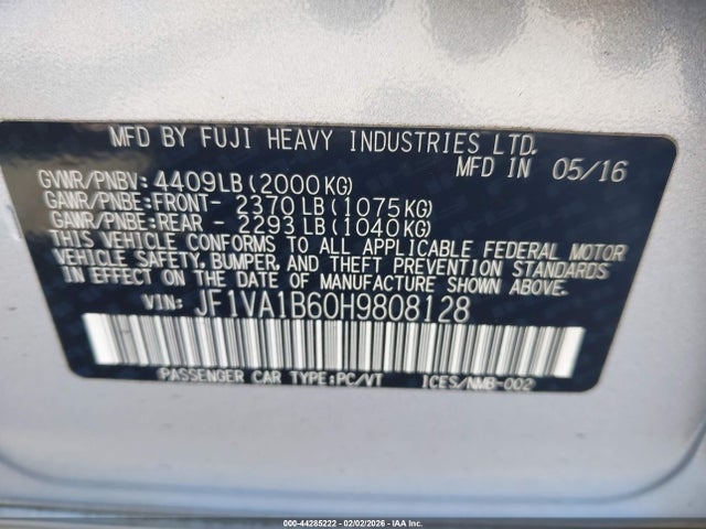 JF1VA1B60H9808128 Subaru WRX