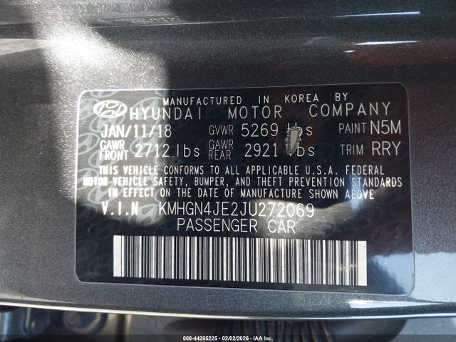 Продажа на аукционе авто 2018 Genesis G80 3.8, vin: KMHGN4JE2JU272069, номер лота: 44285225