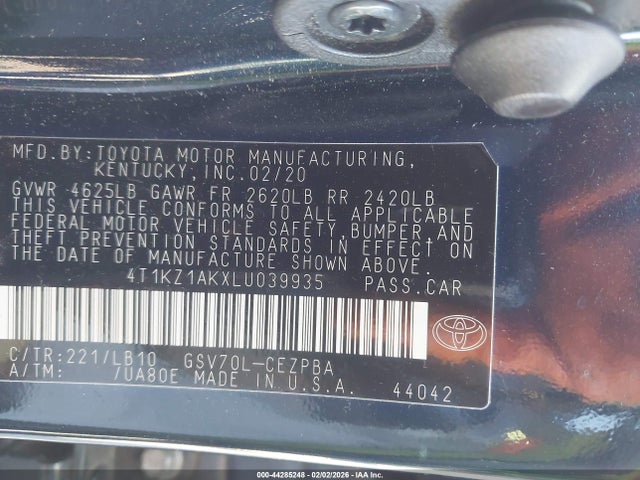 4T1KZ1AKXLU039935 Toyota Camry Xse V6