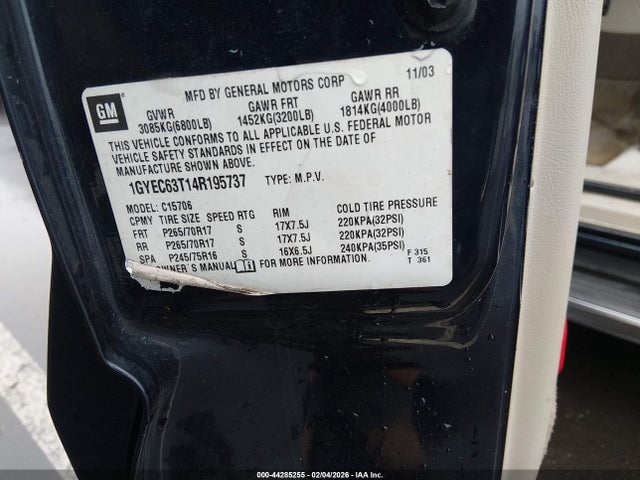 2004 CADILLAC ESCALADE 1GYEC63T14R195737 Photo 8