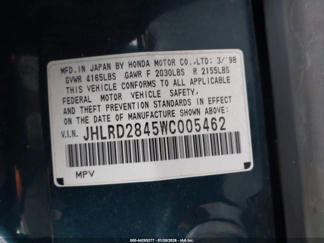 1998 HONDA CR-V JHLRD2845WC005462 Photo 8
