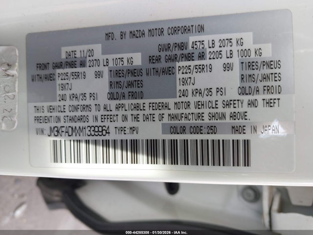 44285308 :رقم المزاد ، JM3KFADMXM1339964 vin ، 2021 Mazda Cx-5 Grand Touring مزاد بيع