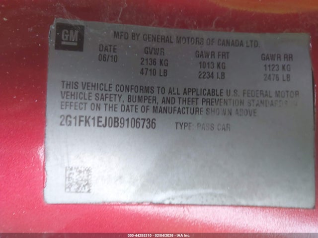 2011 CHEVROLET CAMARO 2G1FK1EJ0B9106736 Photo 8