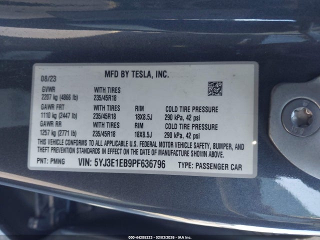 2023 TESLA MODEL 3 5YJ3E1EB9PF636796 Photo 8