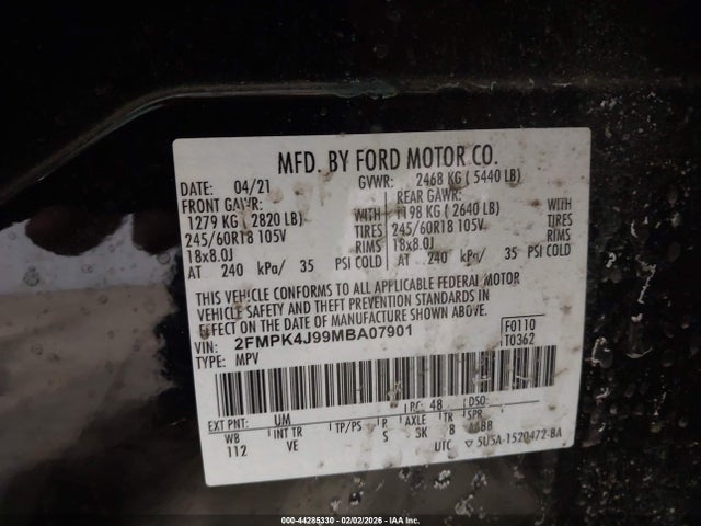 Ford EDGE SEL 2021 2FMPK4J99MBA07901 Image 9