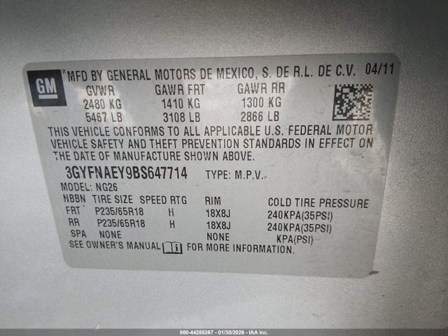 2011 CADILLAC SRX 3GYFNAEY9BS647714 Photo 8