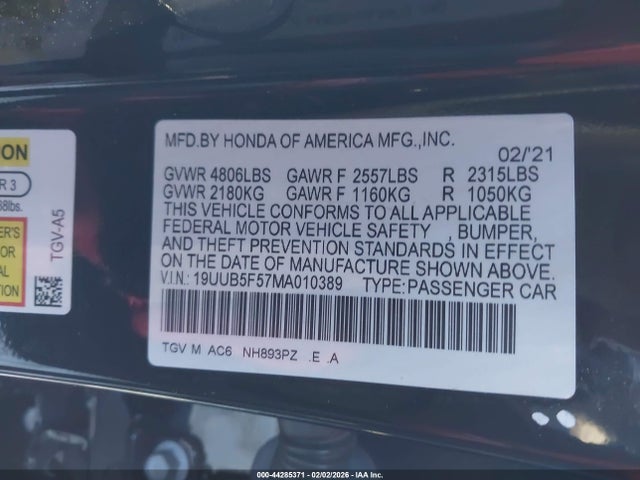Acura Tlx A-spec Package 2021 19UUB5F57MA010389 Image 9