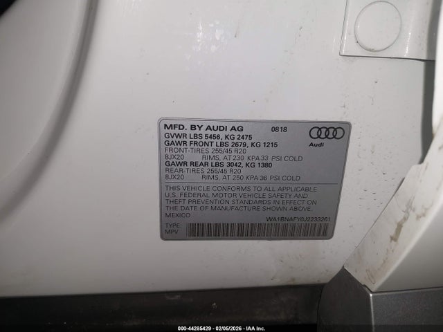 2018 AUDI Q5 WA1BNAFY0J2233261 Photo 8