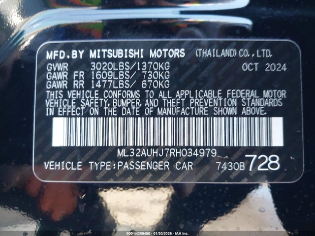 ML32AUHJ7RH034979 Mitsubishi MIRAGE LE