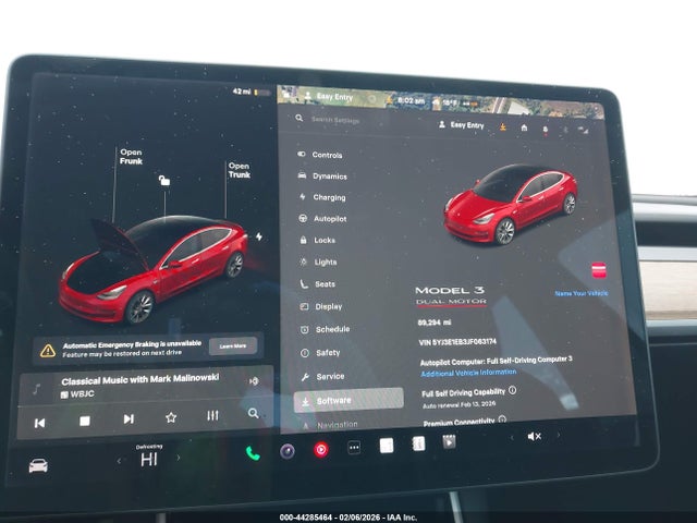 44285464 :رقم المزاد ، 5YJ3E1EB3JF063174 vin ، 2018 Tesla Model 3 Long Range/performance مزاد بيع