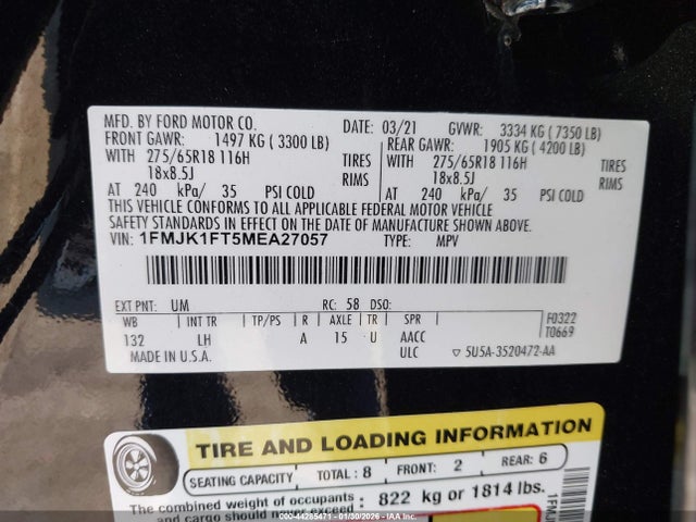 1FMJK1FT5MEA27057 Ford Expedition Xl Max