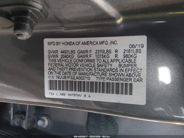 Aukcja sprzedaży 2020 Acura Tlx Standard, vin: 19UUB1F32LA002710, numer aukcji: 44285517
