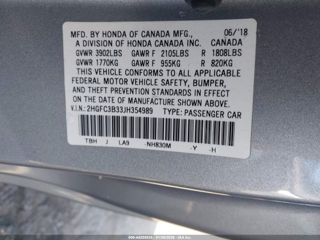 Honda Civic Ex-t 2018 2HGFC3B33JH354989 Image 9