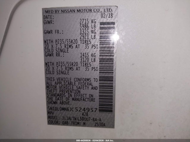 Продажа на аукционе авто 2018 Infiniti Qx60, vin: 5N1DL0MN6JC524957, номер лота: 44285536