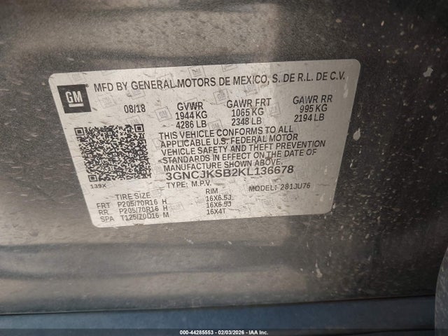 2019 CHEVROLET TRAX 3GNCJKSB2KL136678 Photo 8