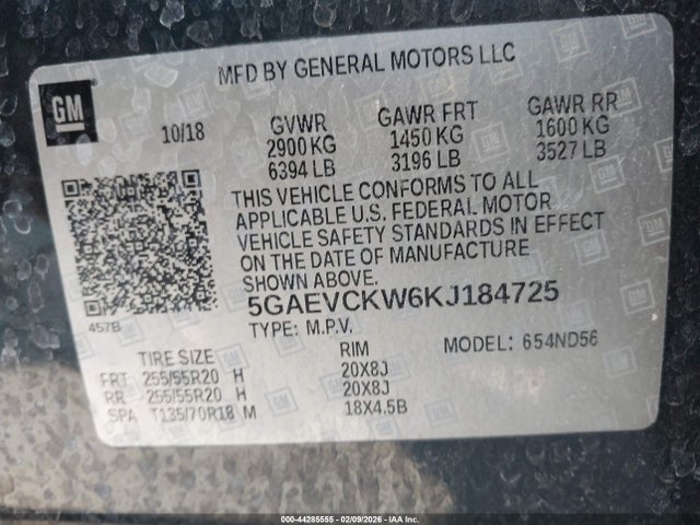 Aukcja sprzedaży 2019 Buick Enclave Awd Avenir, vin: 5GAEVCKW6KJ184725, numer aukcji: 44285555