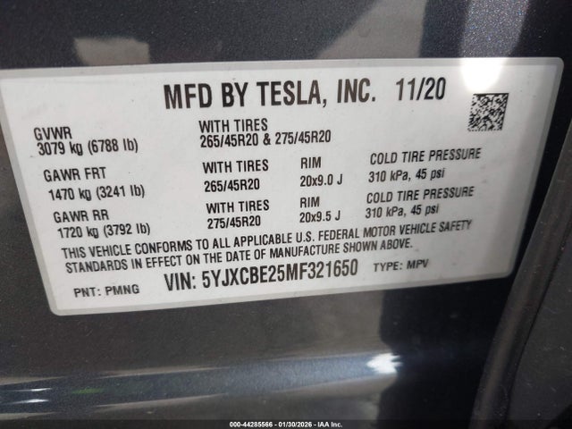 2021 TESLA MODEL X 5YJXCBE25MF321650 Photo 8