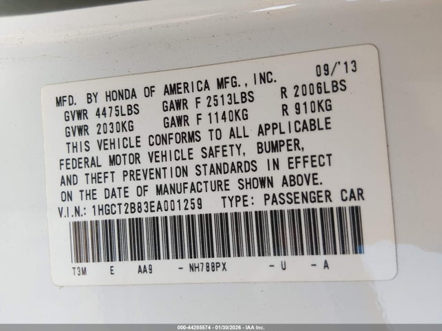 Honda Accord Ex-l V-6 2014 1HGCT2B83EA001259 Image 9