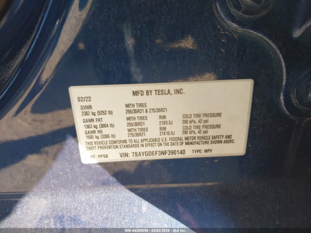 7SAYGDEF3NF390140 Tesla Model Y Performance Dual Motor All-wheel Drive