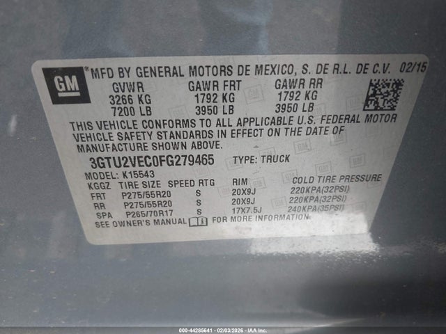 GMC Sierra 1500 Slt 2015 3GTU2VEC0FG279465 Image 9